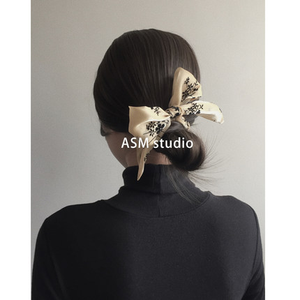 原创欧根纱碎花丝巾发带女绑头发飘带复古文艺长条夏款头带头绳