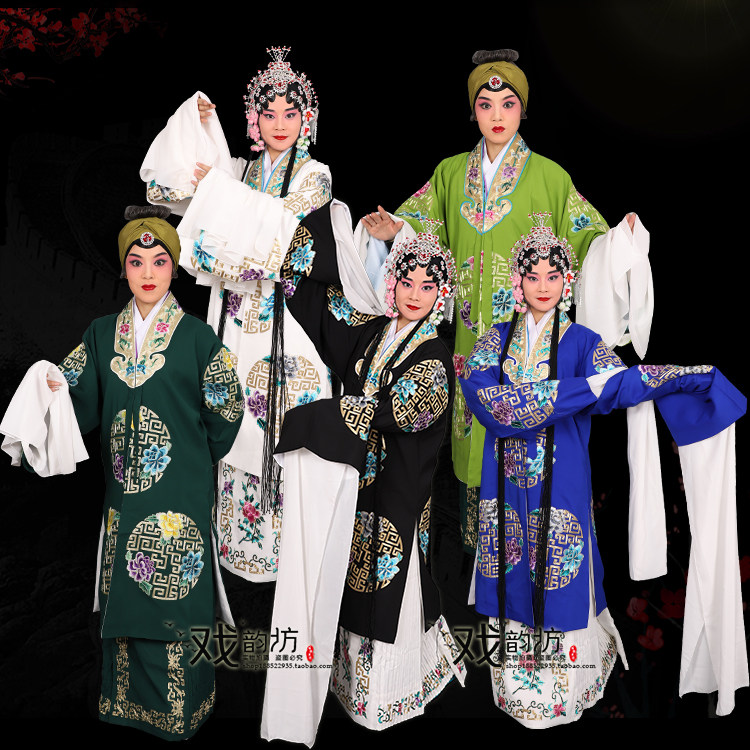戏曲戏剧服装 团花女披 青衣对披 花旦老夫人披 金领软绉团花对披