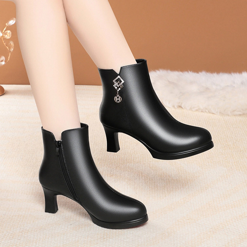 一件代发冬季加绒高跟短靴春秋单靴女时装靴子短筒棉鞋妈妈鞋皮鞋,运动鞋new,运动休闲鞋,淘宝优惠券,粉丝福利购,淘宝优惠卷