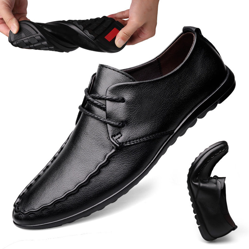 秋真皮工作豆豆鞋牛皮系带休闲鞋手工青年男士工作小皮鞋跨境大码,运动鞋new,运动休闲鞋,淘宝优惠券,粉丝福利购,淘宝优惠卷