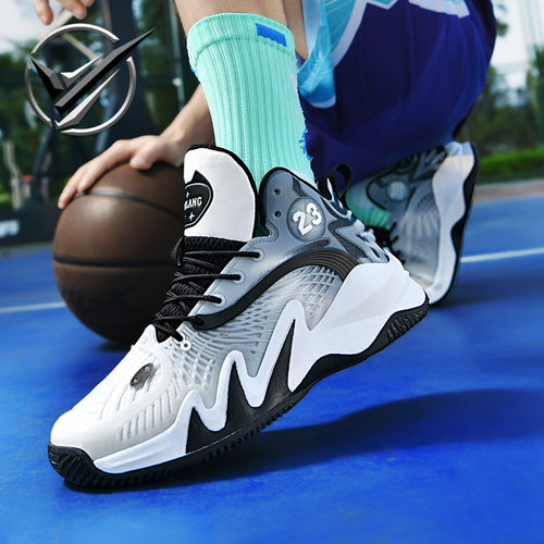 男鞋夏季学生实战摩擦有声音高帮篮球运动鞋透气减震防滑跑步球鞋