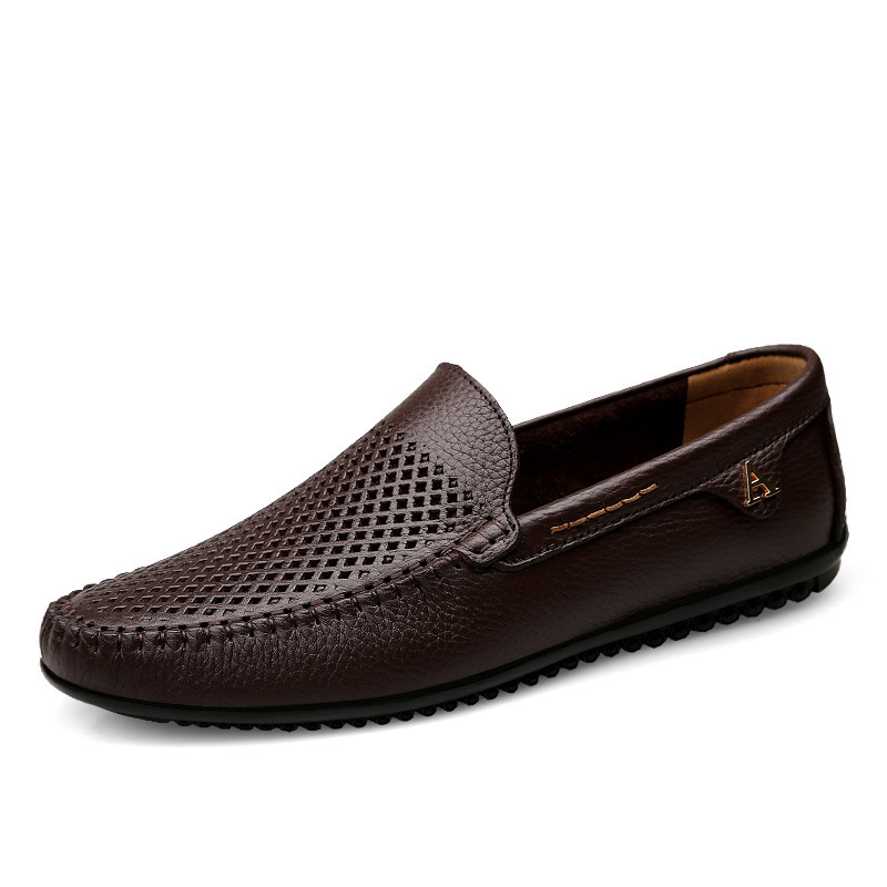 1602男女豆豆鞋皮鞋春夏低帮套脚平底真皮牛皮面休闲鞋一脚蹬单鞋