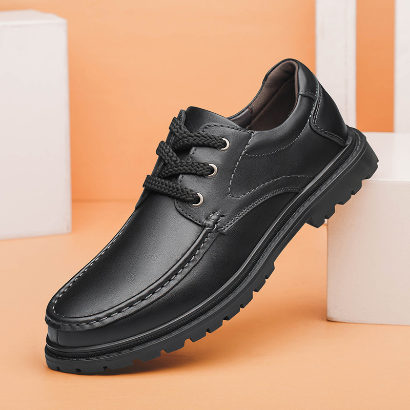 6279男鞋户外工装皮鞋真皮牛皮面商务休闲鞋冬低帮大码加绒工装鞋