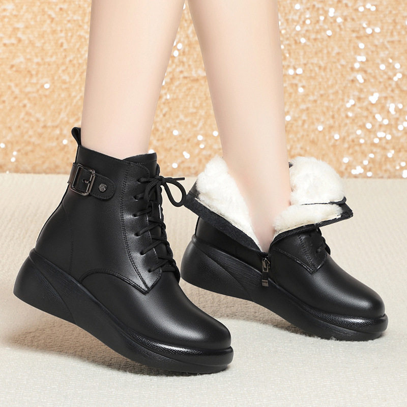 真皮妈妈款马丁靴女鞋冬季加绒大棉鞋中老年短靴松糕厚底羊毛皮鞋,运动鞋new,运动休闲鞋,淘宝优惠券,粉丝福利购,淘宝优惠卷