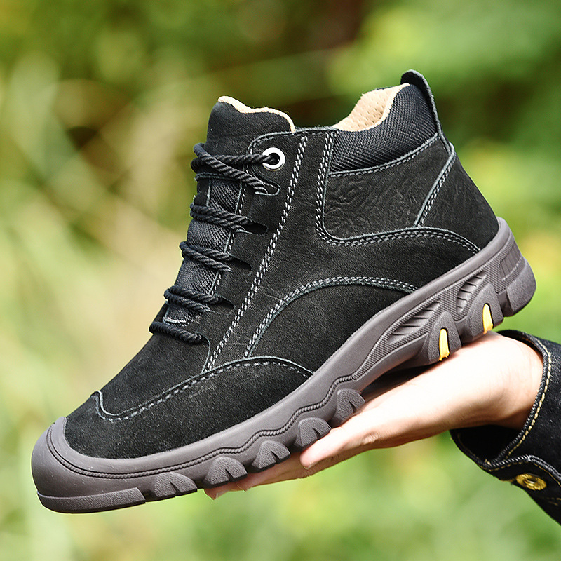 9515男鞋户外工装靴登山皮鞋秋冬高帮真皮磨砂皮耐磨防滑休闲棉靴