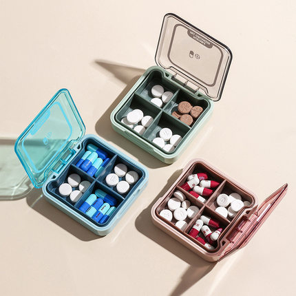便携迷你小药盒 分装户外旅行一周药丸盒 塑料随身分格药片收纳盒