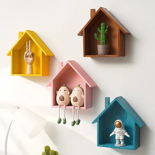 彩色小木屋房子装饰品玄关摆件