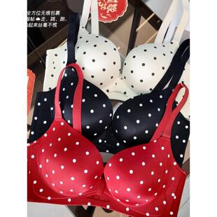 简出色新年复古红运波点3.0小聚蛋内衣小胸显大聚拢无痕提拉文胸