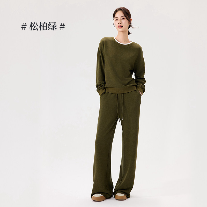 Q 双层领拼色假两件套装女士时时尚套装