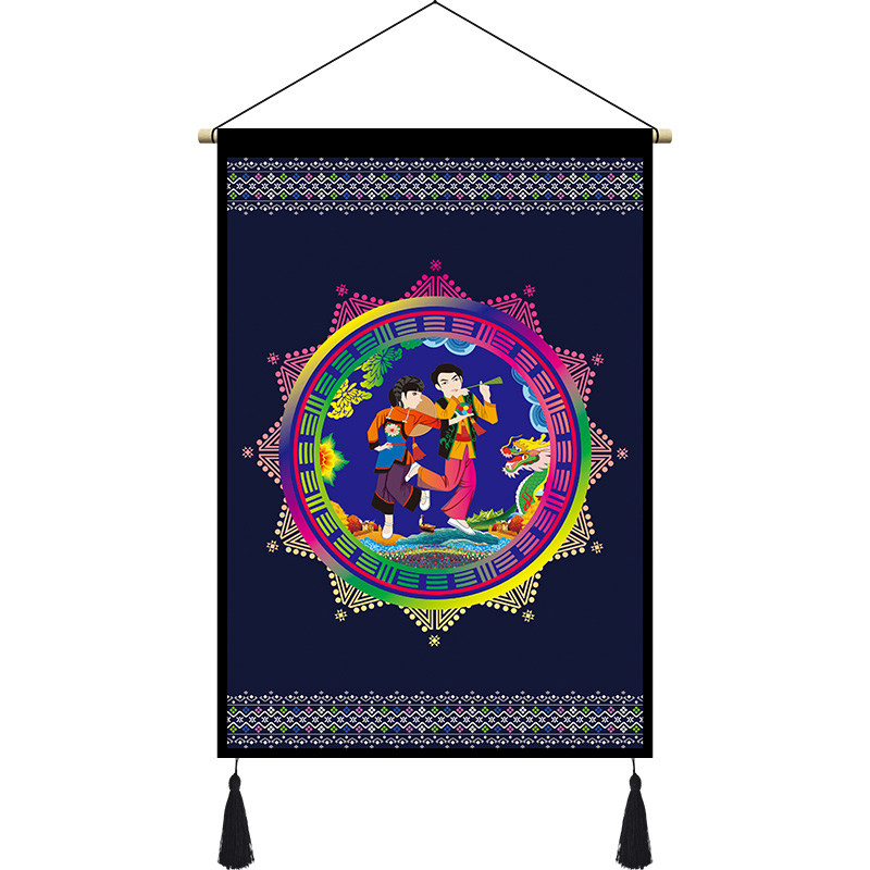 广西壮族风饰情画 民宿酒楼装画 dtm壮乡文化特色人民俗挂物壮锦