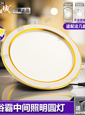 浴霸中间LED圆灯灯板 集成吊顶照明灯 替换配件 7寸8寸防水面板灯