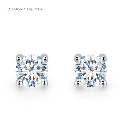 Платиновые натуральные серьги, белое золото 18 карат