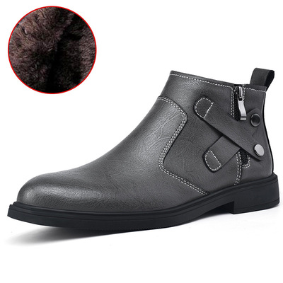 秋冬季男士大码45牛皮46切尔西靴47时尚马丁靴48加绒小码37男皮靴