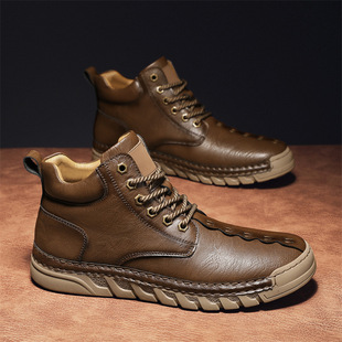 冬季 软底男式 加绒高帮鞋 秋冬款 马丁靴子 英伦复古休闲中帮皮鞋 男鞋