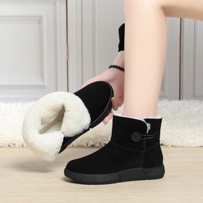 冬加绒加厚皮毛一体雪地靴女东北零下40度大棉鞋真皮羊毛大码女鞋