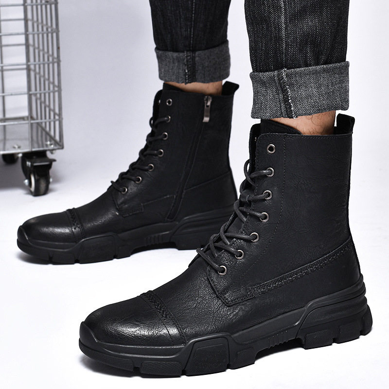 5188男鞋马丁靴户外工装靴秋冬季系带牛皮面时尚休闲皮靴青年百搭