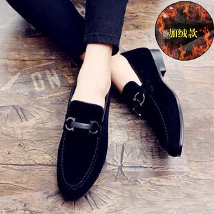 2025冬季新款加绒加棉黑磨砂面商务小皮鞋男鞋简约百搭潮37-46码