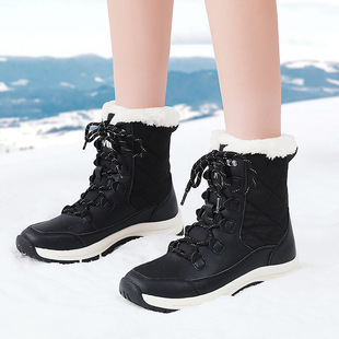 加绒保暖厚底高帮棉靴女舒适防滑休闲女棉鞋 2025新款 雪地靴女冬季