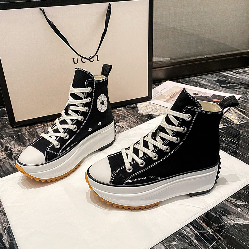 厚底帆布鞋女2025春秋透气薄款休闲鞋松糕舒适百搭增高小白鞋潮流