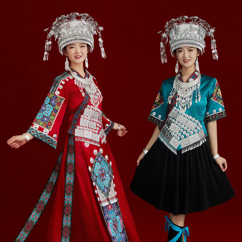 新款苗族服装女少数民族服饰成人舞台表演贵州苗寨演出服旅拍套装