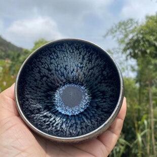 建盏茶杯纯手工铁胎名家盏油滴盏带釉泪加大码主人杯礼盒装茶盏杯