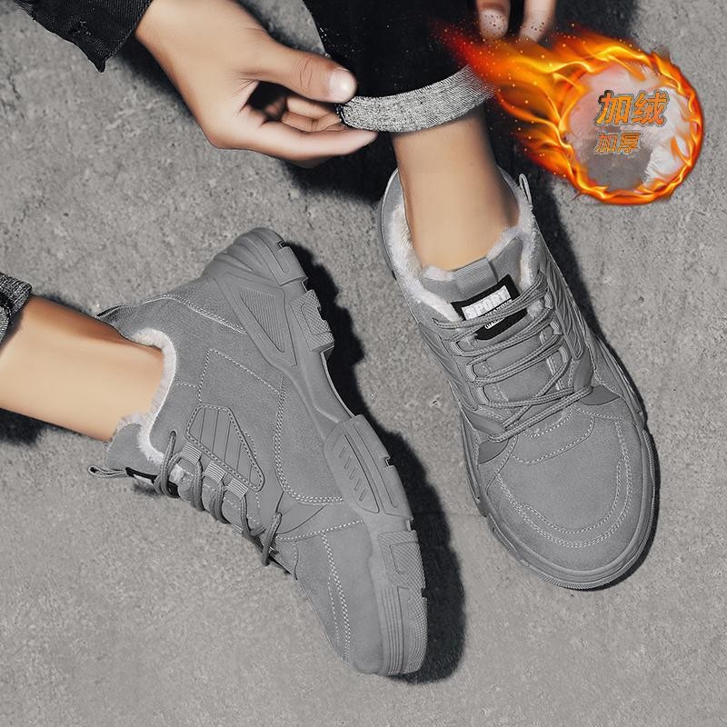 低价跑量款加绒棉鞋男士低帮休闲马丁靴纯色耐脏劳保鞋耐磨户外靴