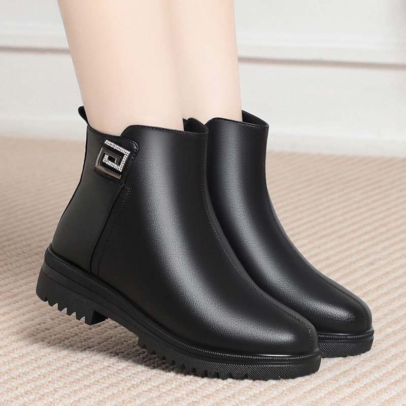 冬季新款真皮软底短靴平底中老年妈妈鞋加绒加厚羊毛大棉鞋女,运动鞋new,运动休闲鞋,淘宝优惠券,粉丝福利购,淘宝优惠卷