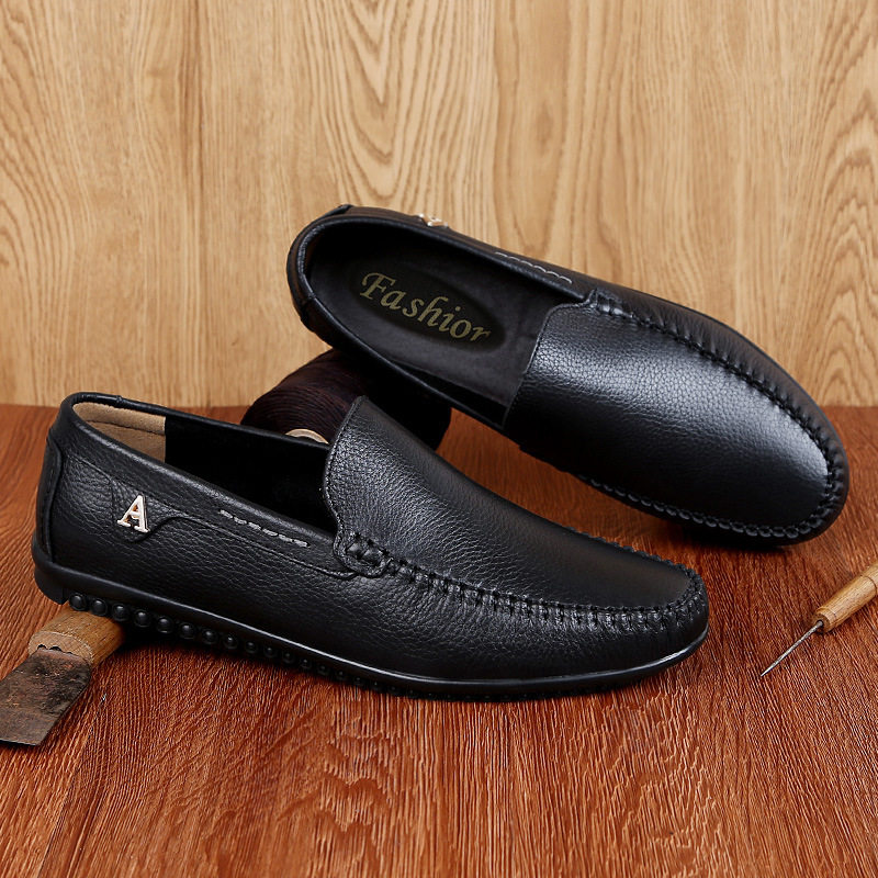 跨境皮鞋男真皮软底商务休闲鞋男士中老年套脚豆豆鞋真牛皮爸爸鞋,运动鞋new,运动休闲鞋,淘宝优惠券,粉丝福利购,淘宝优惠卷