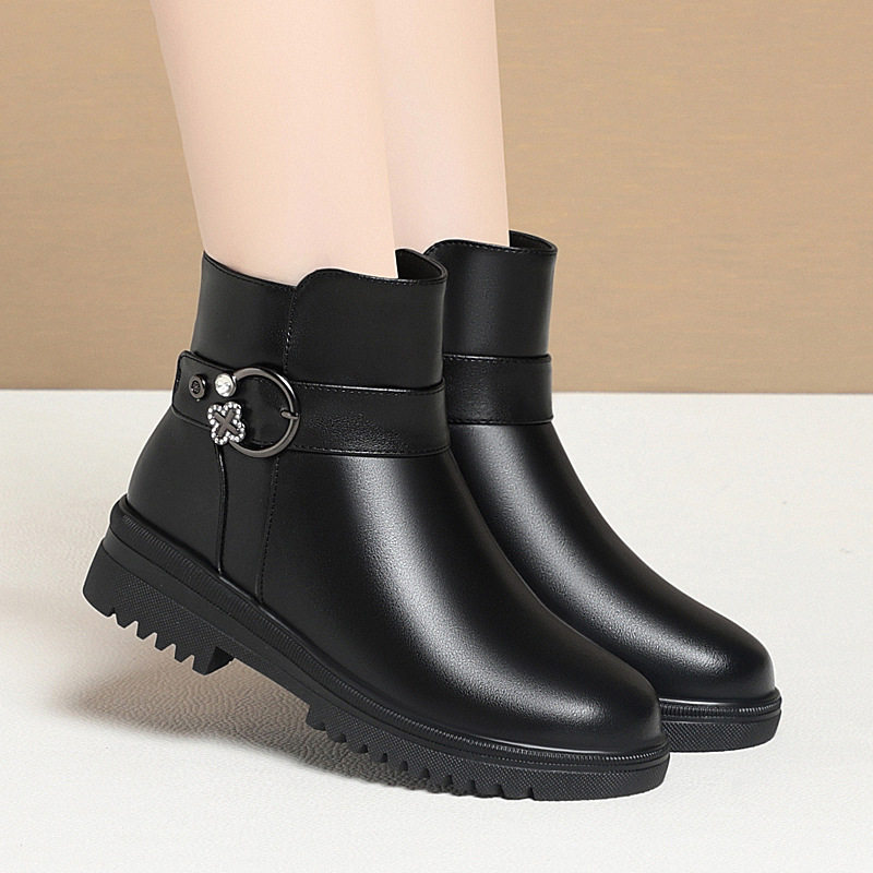 冬季加绒皮鞋女士平跟中跟软皮防滑保暖棉鞋女靴短靴妈妈羊毛靴女,运动鞋new,运动休闲鞋,淘宝优惠券,粉丝福利购,淘宝优惠卷