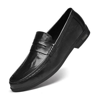 增高皮鞋男款外贸大码男士春秋季皮鞋一脚蹬男鞋休闲鞋通勤豆豆鞋