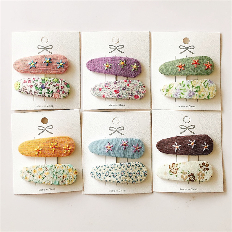 春夏季儿童花朵发夹甜美布艺简约