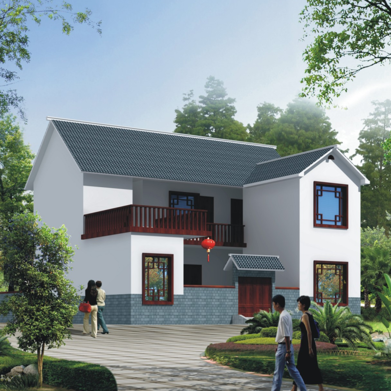 开间11.8进深13.7米104平两层别墅设计图纸房屋带猪圈禽舍前后院