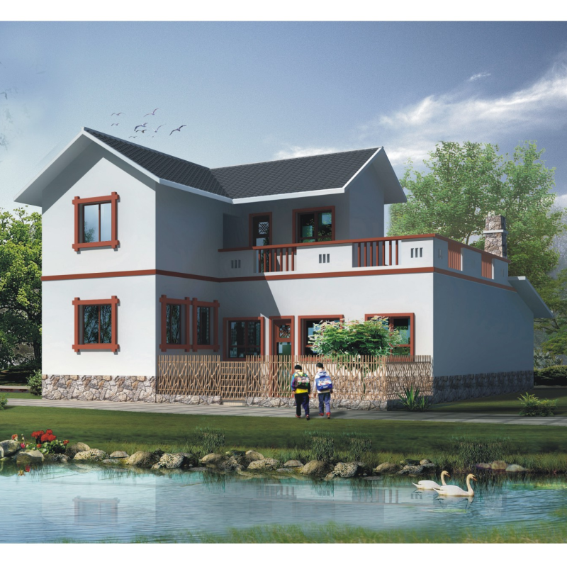 开间13.1进深12.2米109平两层别墅设计图纸农村自建房屋带前后院