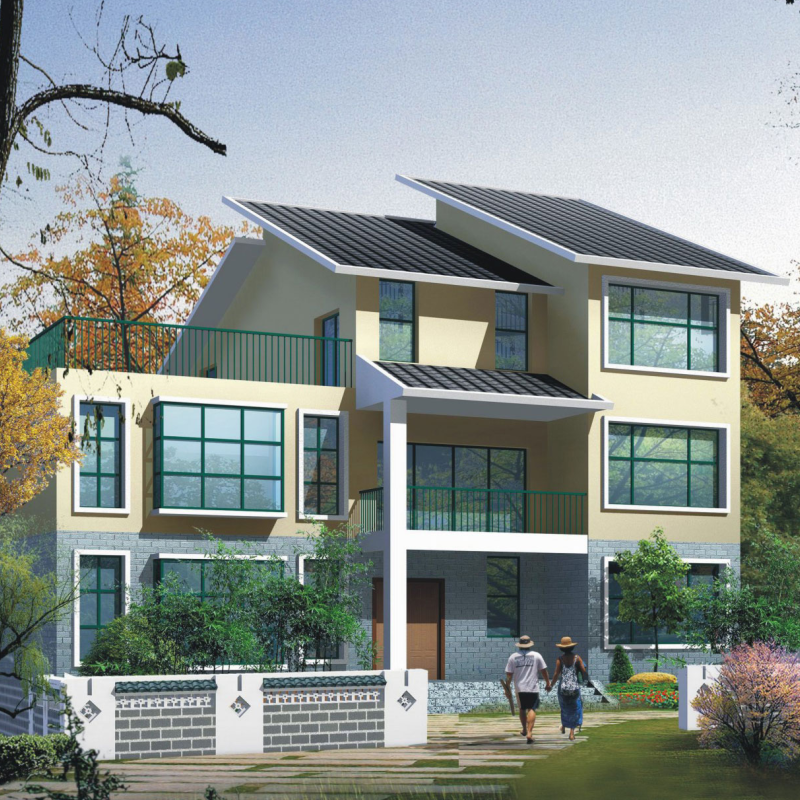 3进深14米173平三层别墅设计图纸农村自建房屋效果图简约