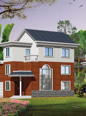 11.64*10.74米115平方三层别墅设计图纸经济型农村自建房屋效果图