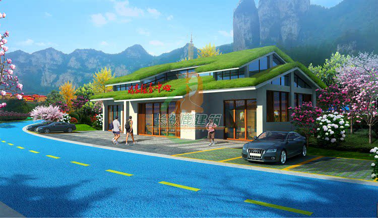 旅游景点游客服务接待中心一层小型公共建筑设计图纸全套田园风格