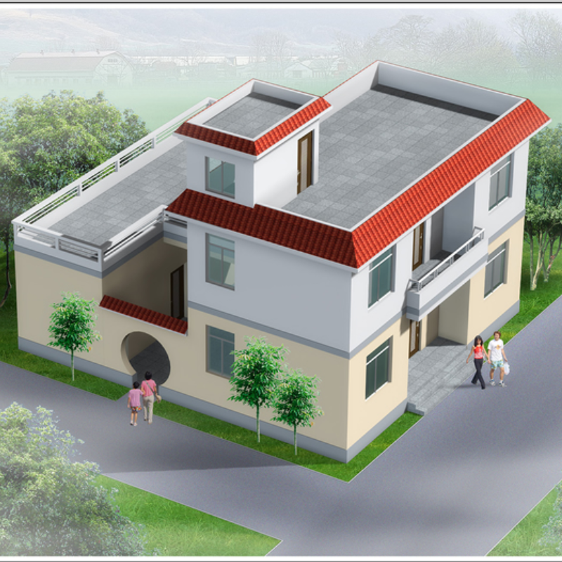 开间11.3进深12.5米138平二层别墅设计图纸自建房屋带内院平屋面