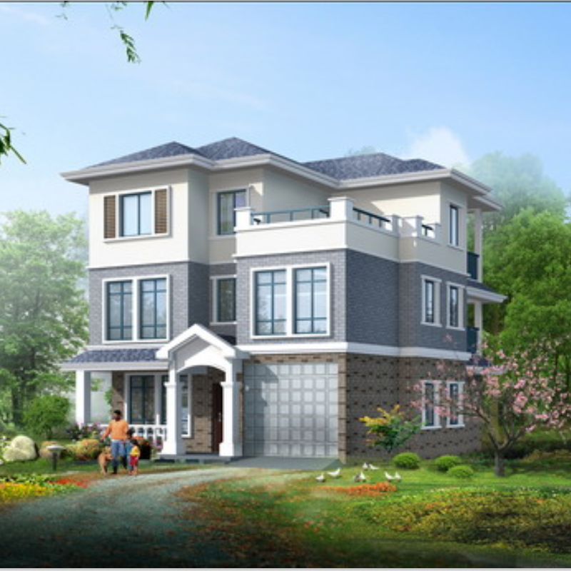 开间11进深11.9米117平三层别墅设计效果图纸农村自建房屋带车库