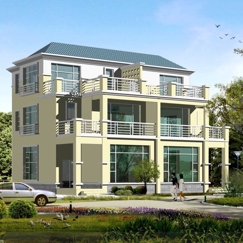 8进深12.1米157平三层双拼别墅设计图纸农村自建房效果图