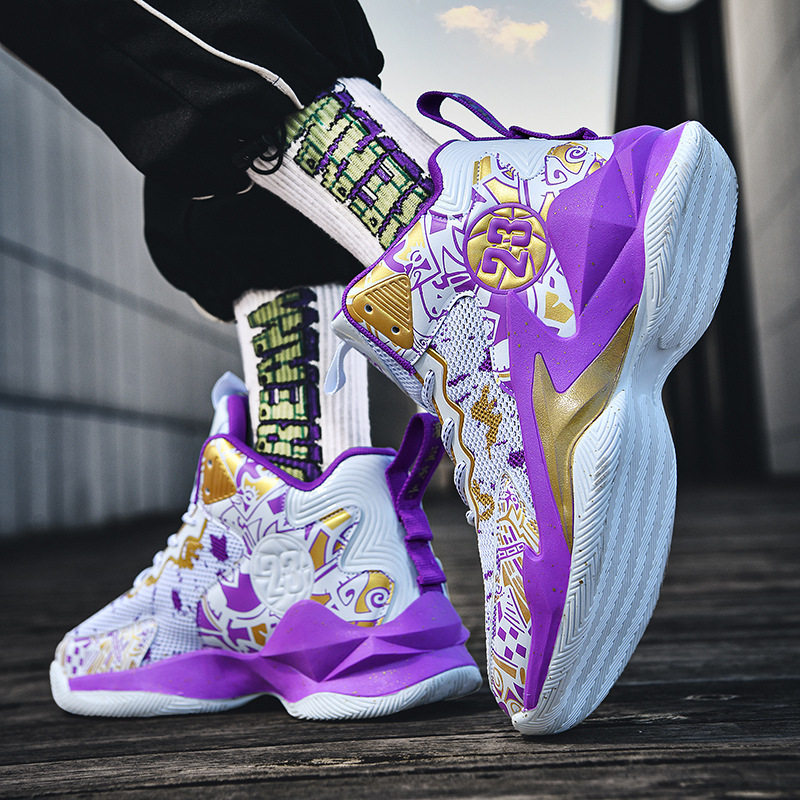 夏季网布篮球鞋男网面飞织实战水泥地运动跑步男青少年学生球鞋子