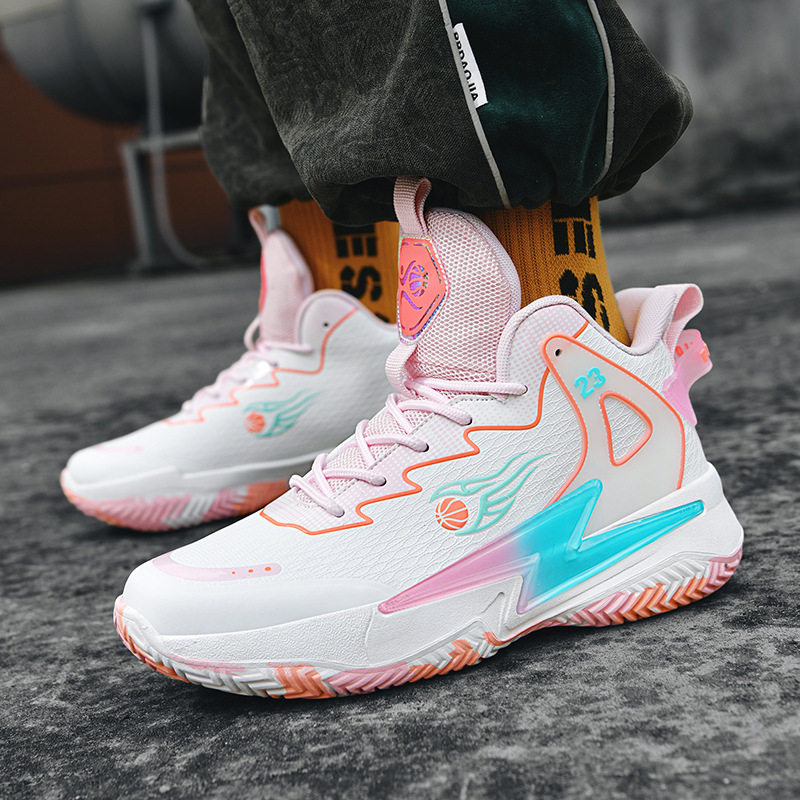 鸳鸯篮球鞋男女中小学生大童战靴皮面运动鞋球鞋basketball shoes