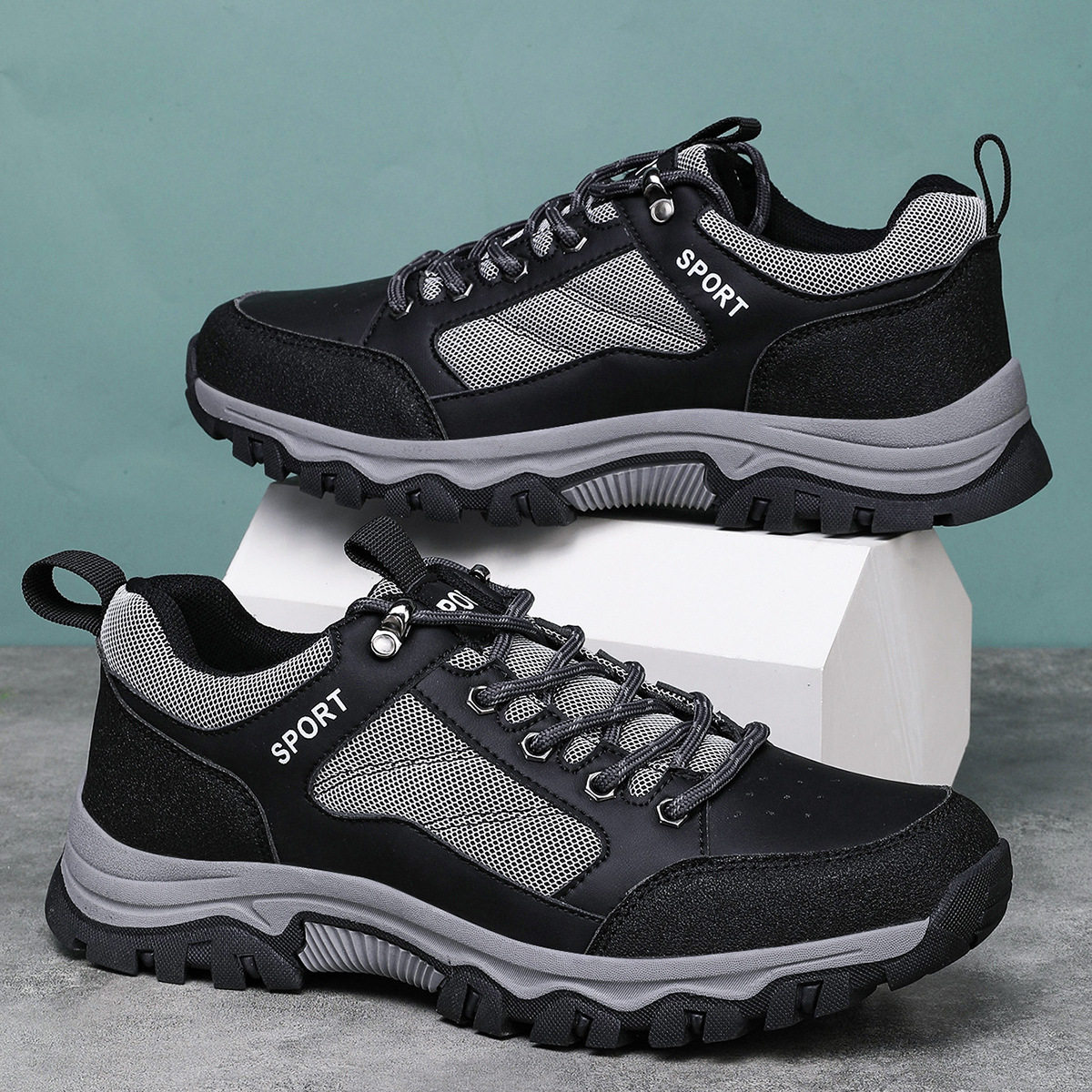 大码外贸跨境女鞋厚底防滑耐磨徒步鞋妈妈健步运动旅游户外登山鞋