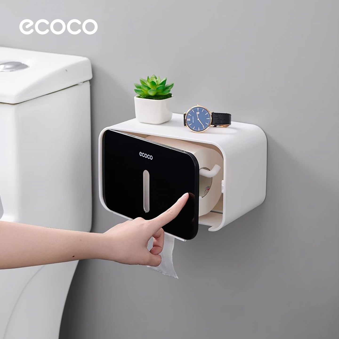 ecoco意可可免打孔挂壁纸巾盒图片