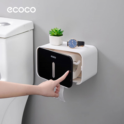 ecoco擦手纸盒挂壁式厕所纸巾盒卫生间厕纸盒卷纸抽纸盒擦手纸盒