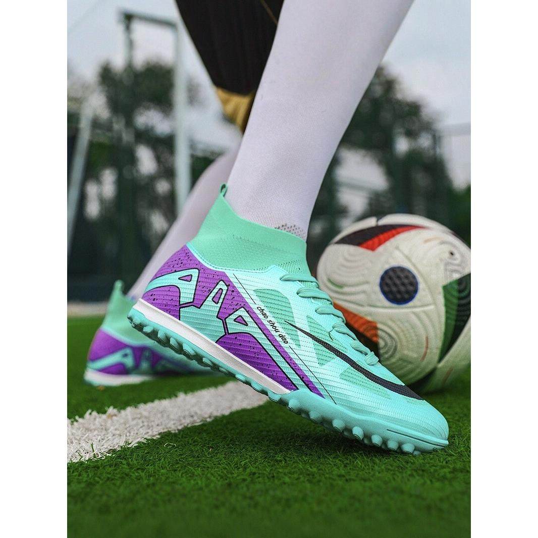 儿童学生高帮足球比赛训练鞋C罗刺客足球鞋男款碎钉ag长短钉tf女