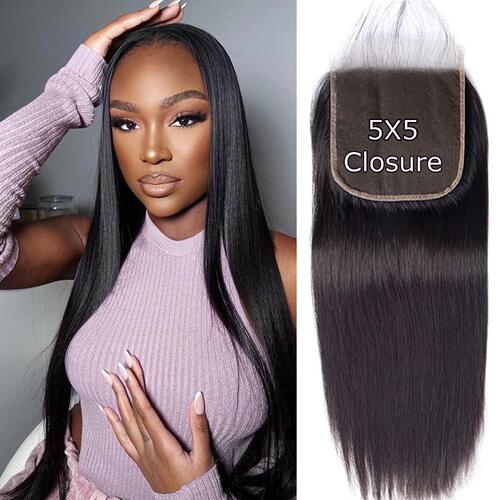 5x5 Straight Closure 200% 5x5  Lace Closure 12A Virgin Remy