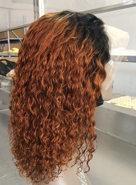 BOB Wig Human Hair 1B350真人发头套波波Water Wave渐变色Ginger