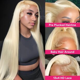 13x4 Blonde Lace Front Wigs 12A 613 Straight Human Hair Wig