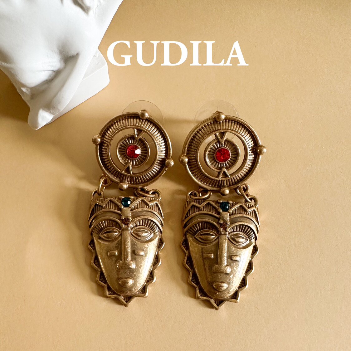 复古重工老金印第安人耳坠高级耳环中古vintage耳饰时尚轻奢耳饰