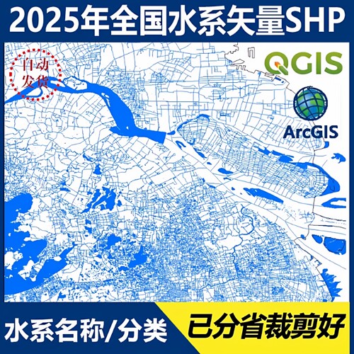 2025年新版OSM全国水系矢量数据分省份裁剪名称分类水体SHP水网